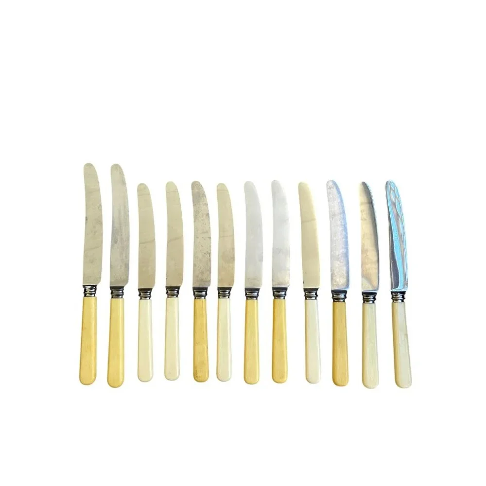 Frank & Co Sheffield England Reliance Knives Stanless Steel Cutlery Celluloid‎